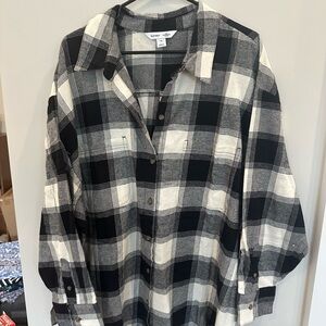 Old Navy Black and White Plaid Blouse